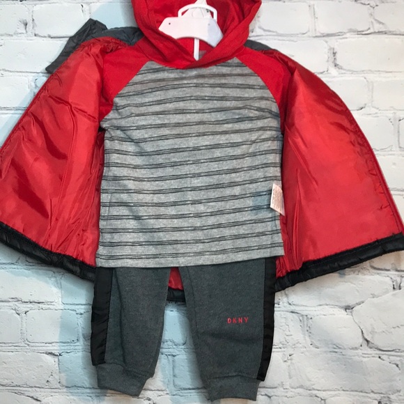NWT DKNY Boy’s 12M Puffer Vest Hoodie 3pc Set - Picture 8 of 13